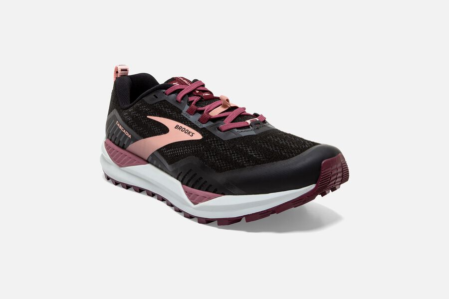 Cascadia 15 Trail Brooks Running Shoes NZ Womens - Black/Pink - LXFGAC-631